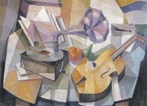 Gramófono y violín (73×54 Óleo sobre lienzo)